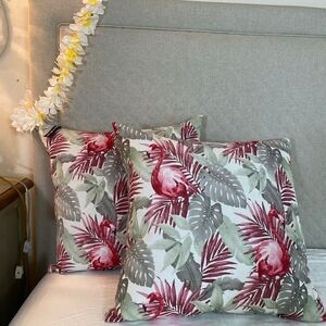 Floral Accent Pillows By Rodeo Home NWOT Flamingos Tropical